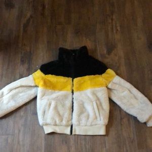 Cream, Yellow, and Black Urban republic fluffy jacket. Gently worn.